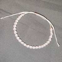 Bransoletka sznurkowa pleciona Spirala biała Handmade