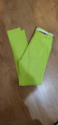 Spodnie jeansy rurki M.Sara S/M neon nowe