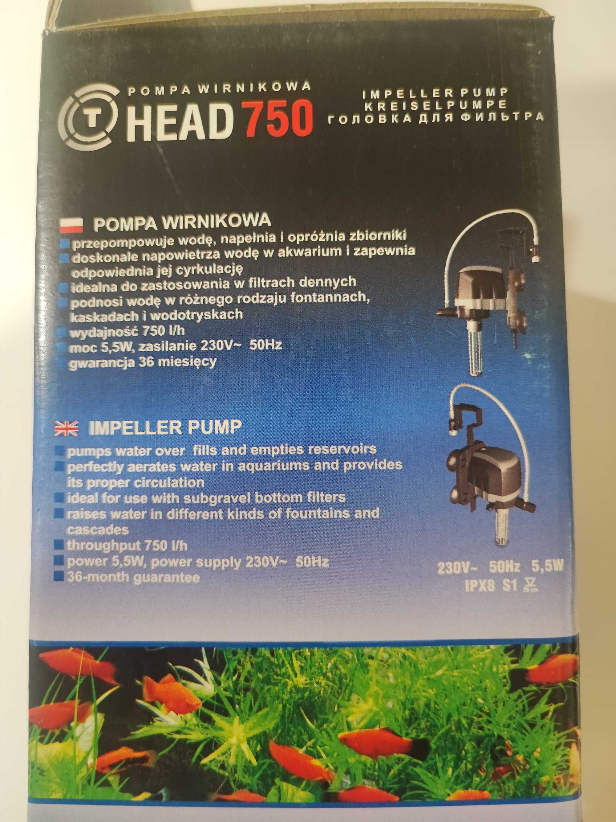 Pompa wirnikowa Aqua Szut Head 750 do akwariów 80 - 200 l
