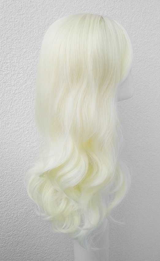 Długa jasna blond peruka z grzywką falowana cosplay wig