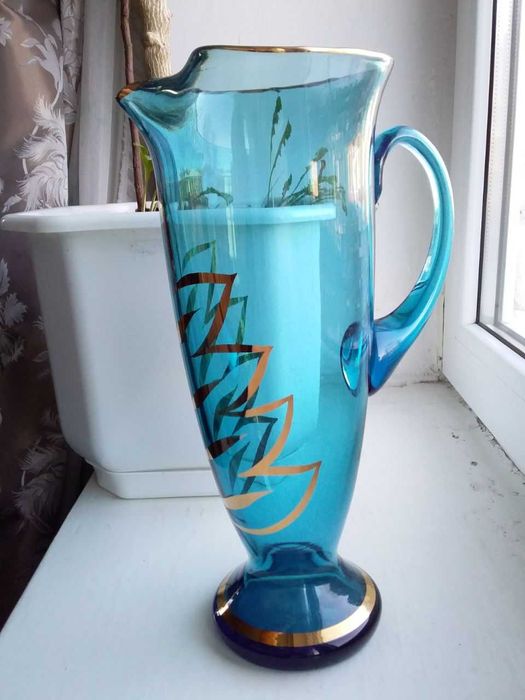 Чешские кувшин и 6 бокалов borocrystal