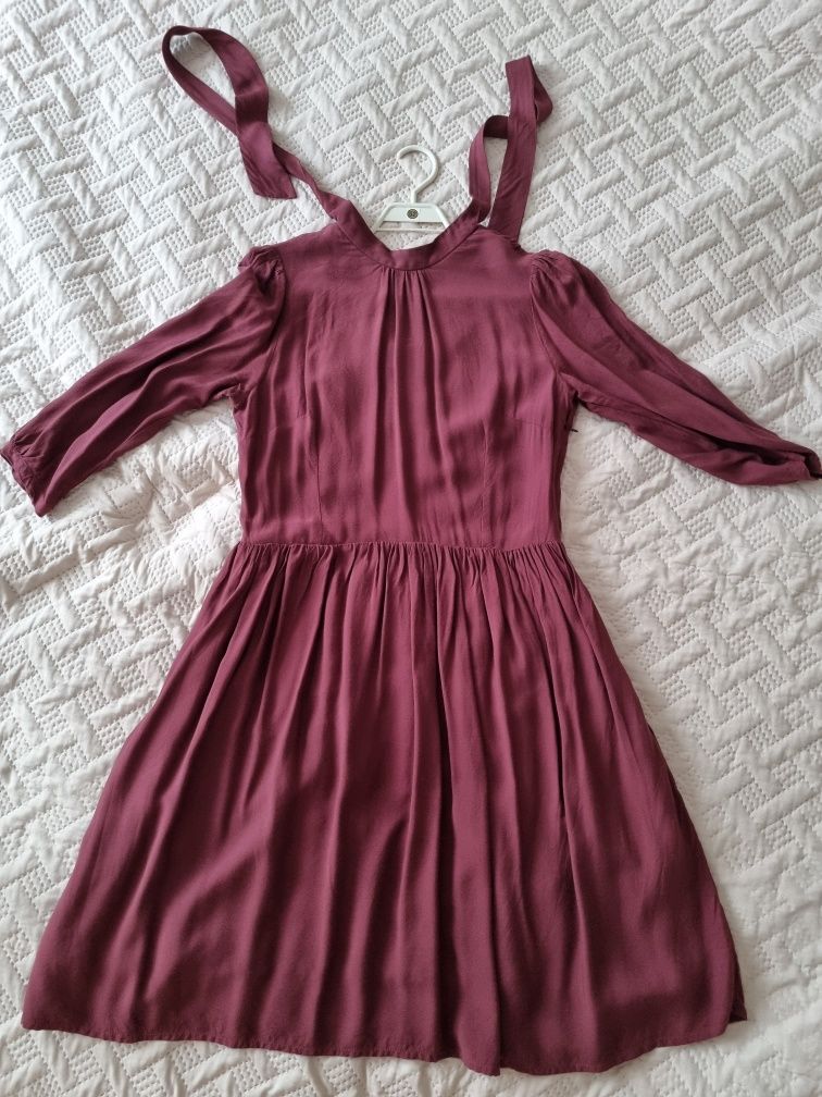 Celia wiskoza retro sukienka jesień elegancka marie zelie bordo burgun