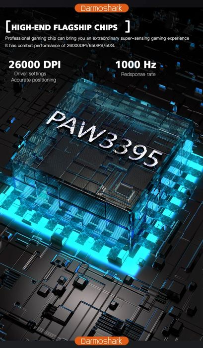 Топ геймер мышка Motospeed Darmoshark m3, сенсор3395,ПО,лёгкая+Подарок
