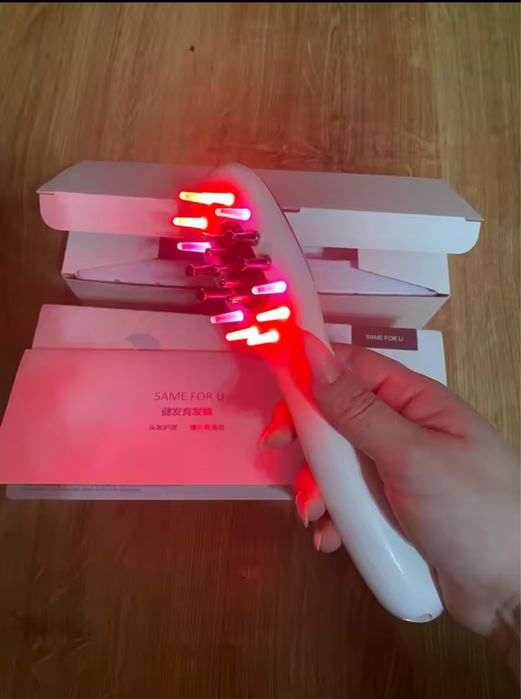 Електричний масажний гребінець з вібрацією та EMS проти випадання