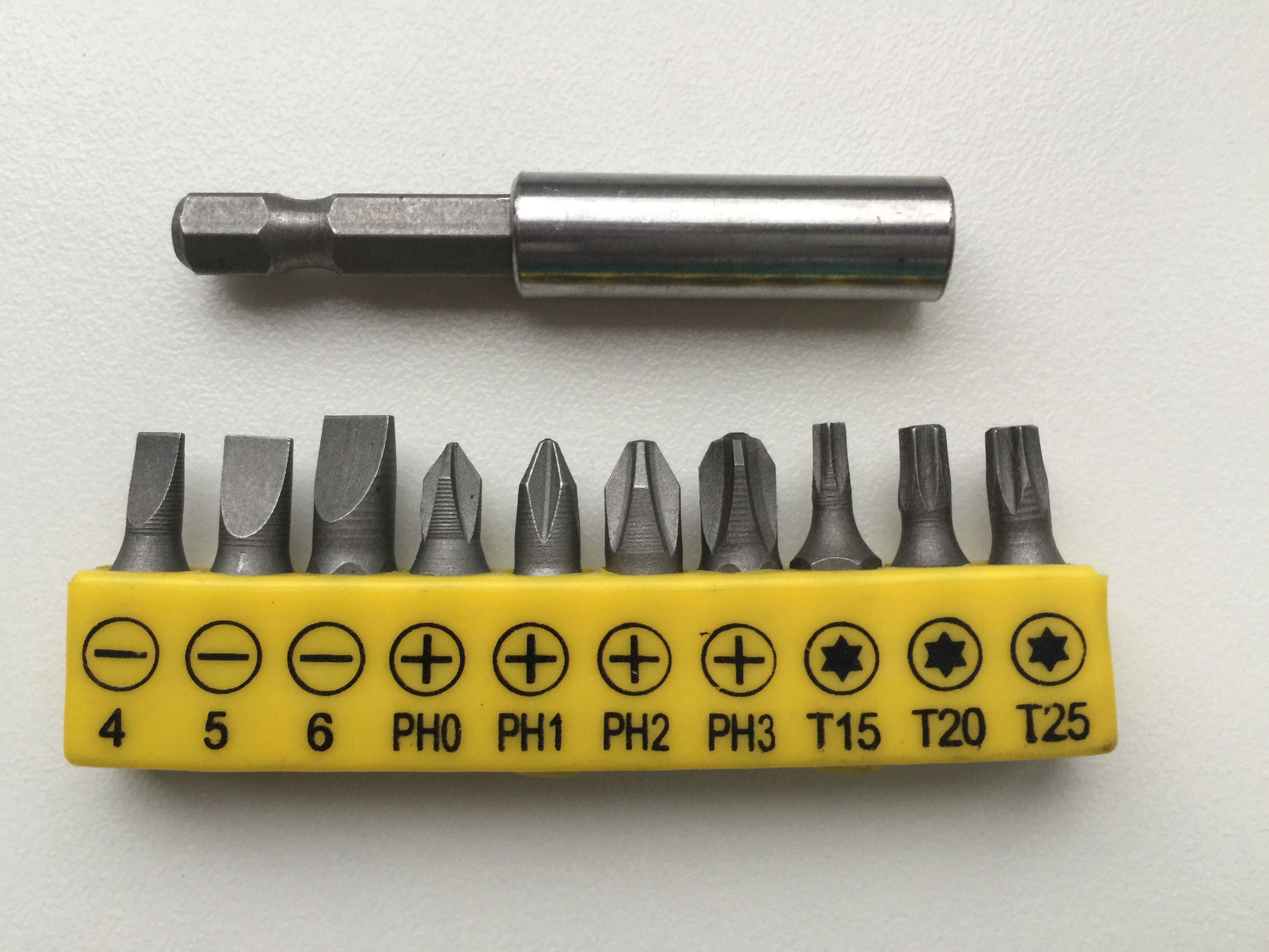 Набор бит 10 шт и насадка для шуруповёрта
