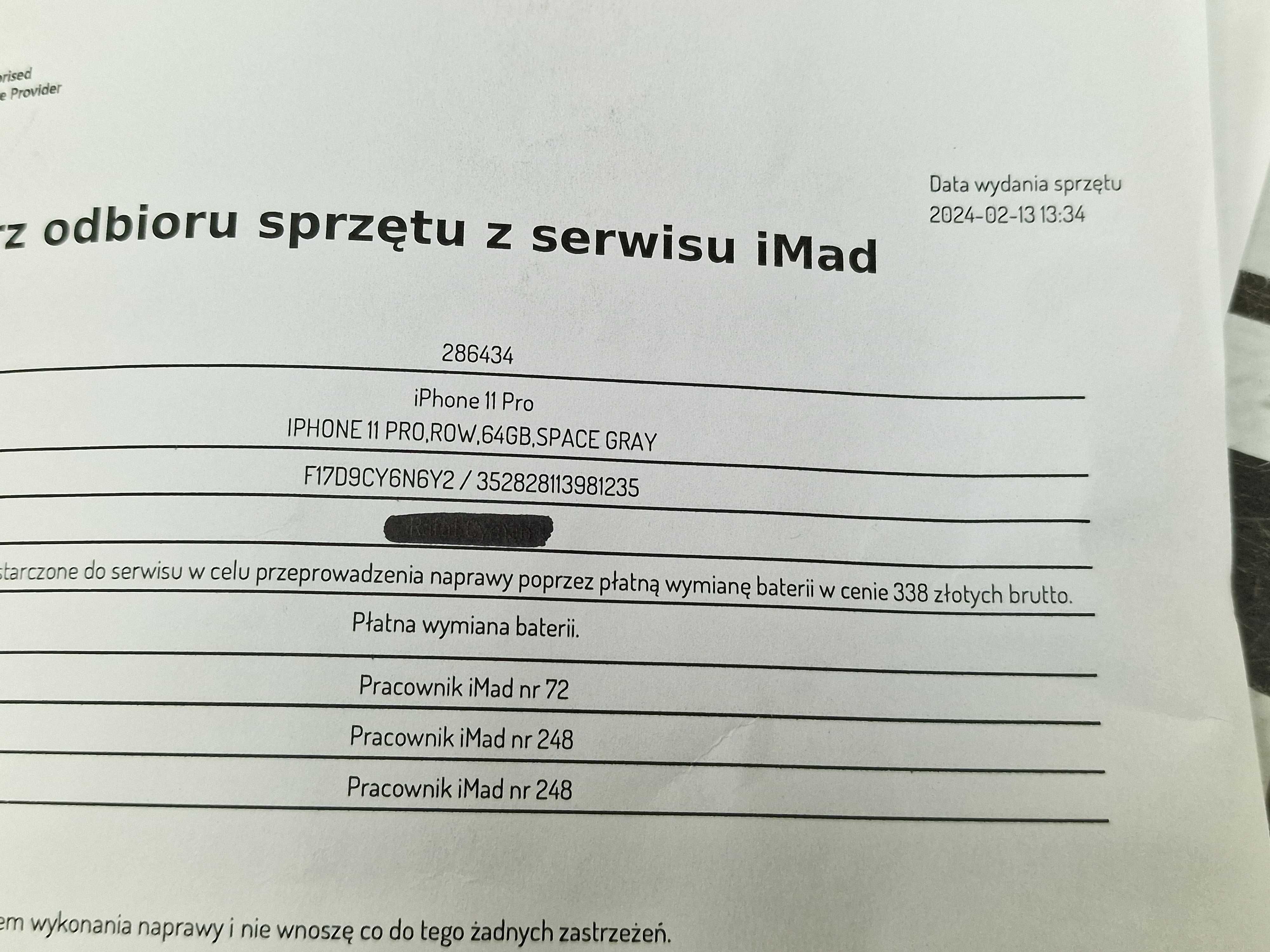 Iphone 11 PRO 64GB/ Space Gray/ Bat 100%/ Grade B+/ Gwarancja