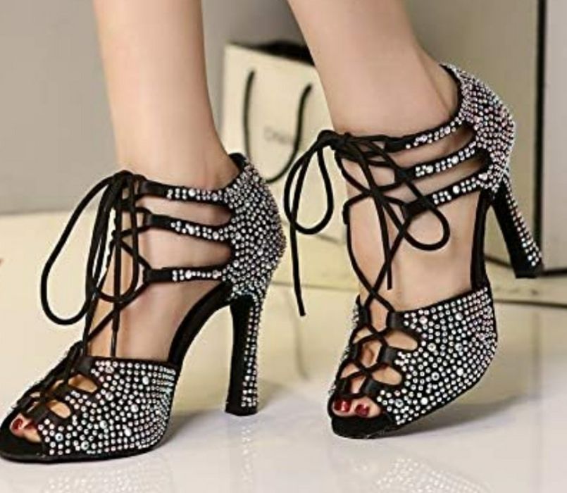 Buty taneczne z kryształkami  rozmiar 35/36 sznurowane