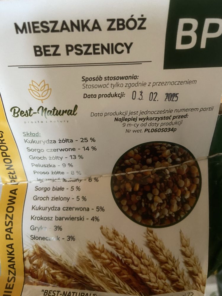 Karma dla gołębi Bez pszenicy 20kg