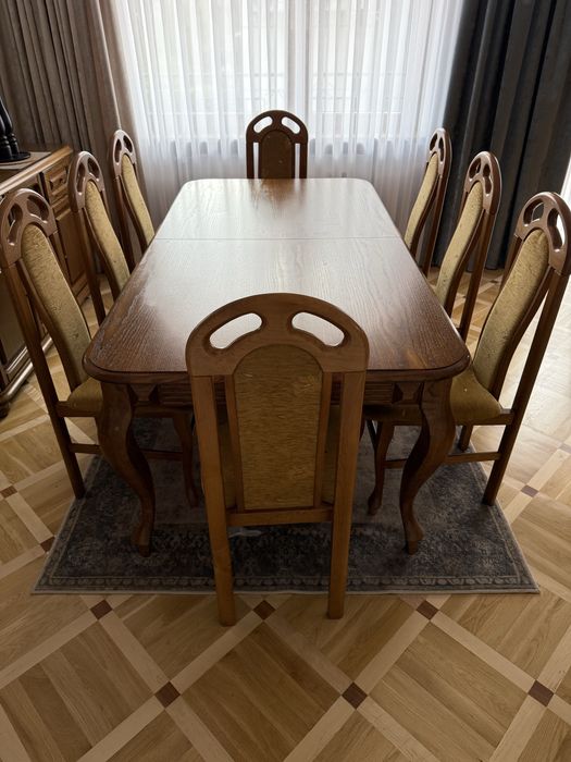 Komplet jadalniany stół 220x100 cm (max 320x100) + 8 krzeseł
