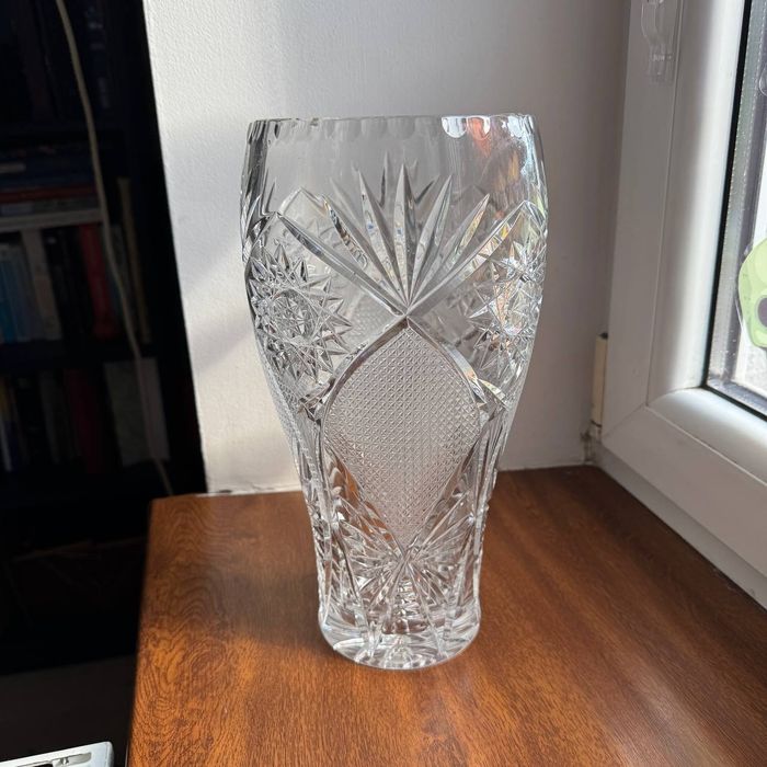 Wazon kryształowy Huta Julia PRL Bogaty Szlif