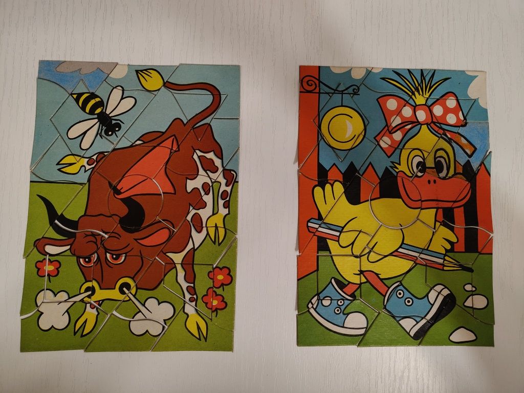 Składanka dla dzieci, puzzle, kaczka dziwaczka, byczek Fernando, PRL