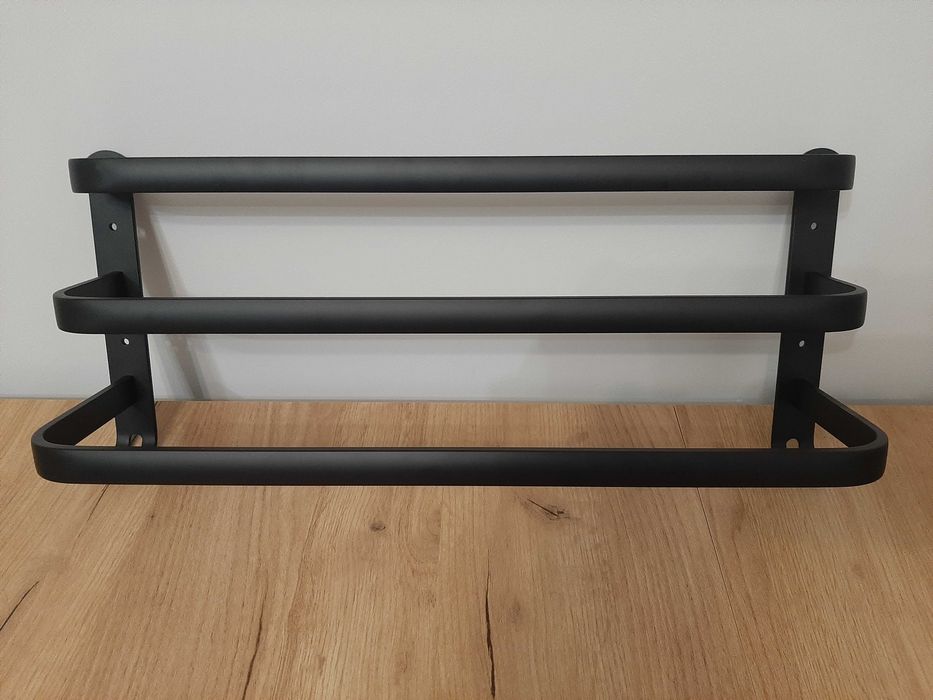 Wieszak na reczniki czarny, szer. 50 cm nowy ścienny