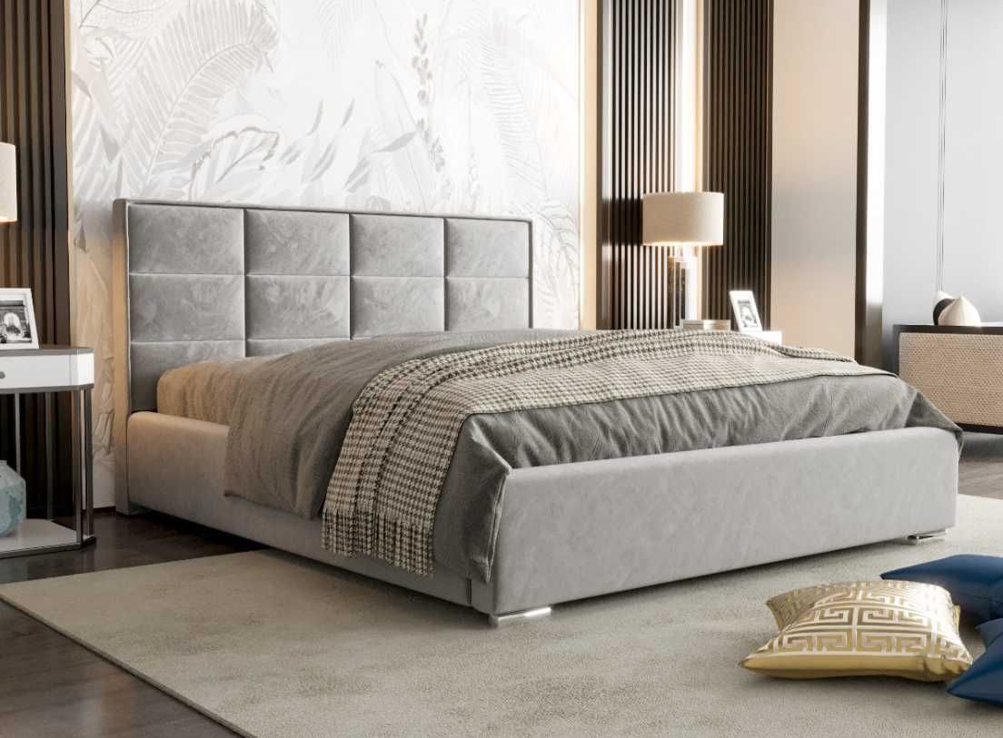 Łóżko Piękny Masywny Zagłówek 160x200 Stelaż KEJA + POJEMNIK + STELAŻ