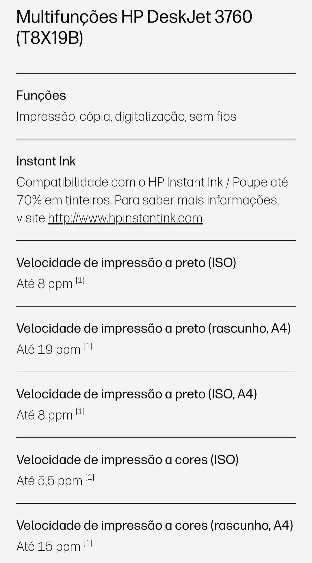 Impressora/Digitalizador HP DeskJet 3760 - Nova
