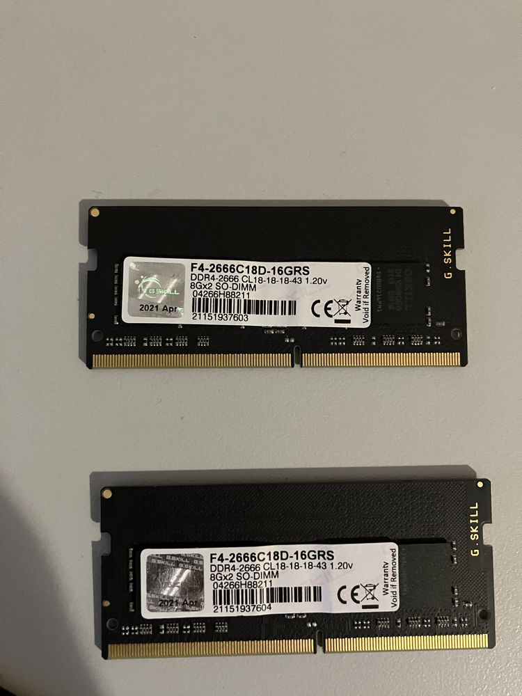 8GB x2 G.SKILL Ripjaws SO DIMM 2666Mhz