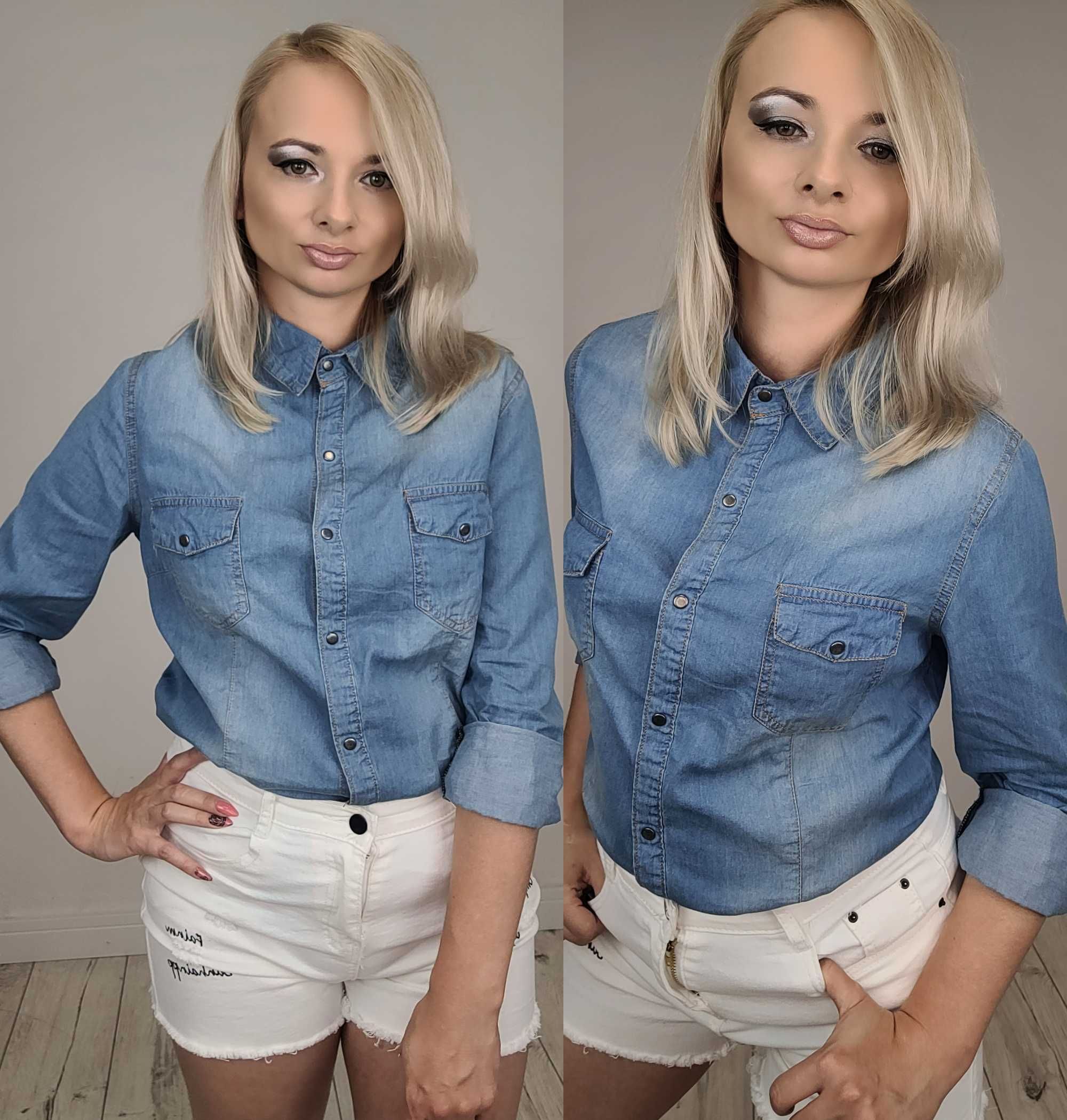 NOWA Koszula JEANS S-XXL damska klasyczna koszula jeansowa