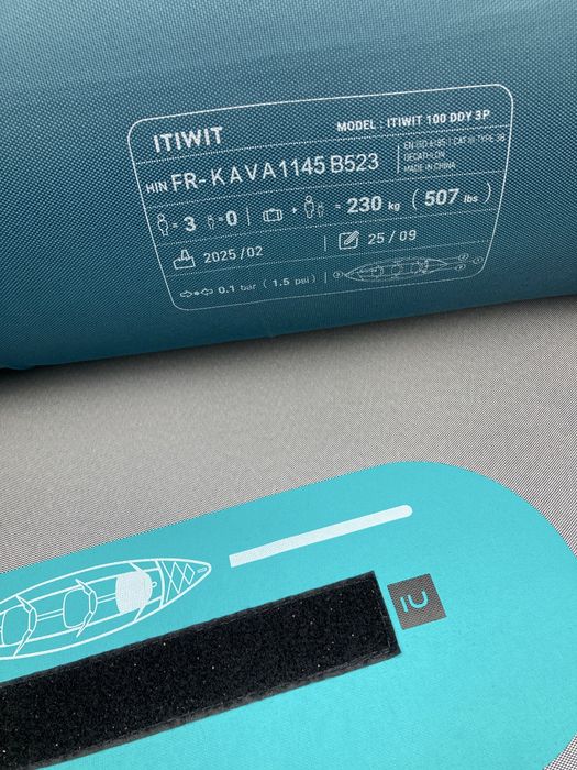 Надувний Туристичний Каяк ITIWIT Тримісний 3,82 х 1,08 м Синій