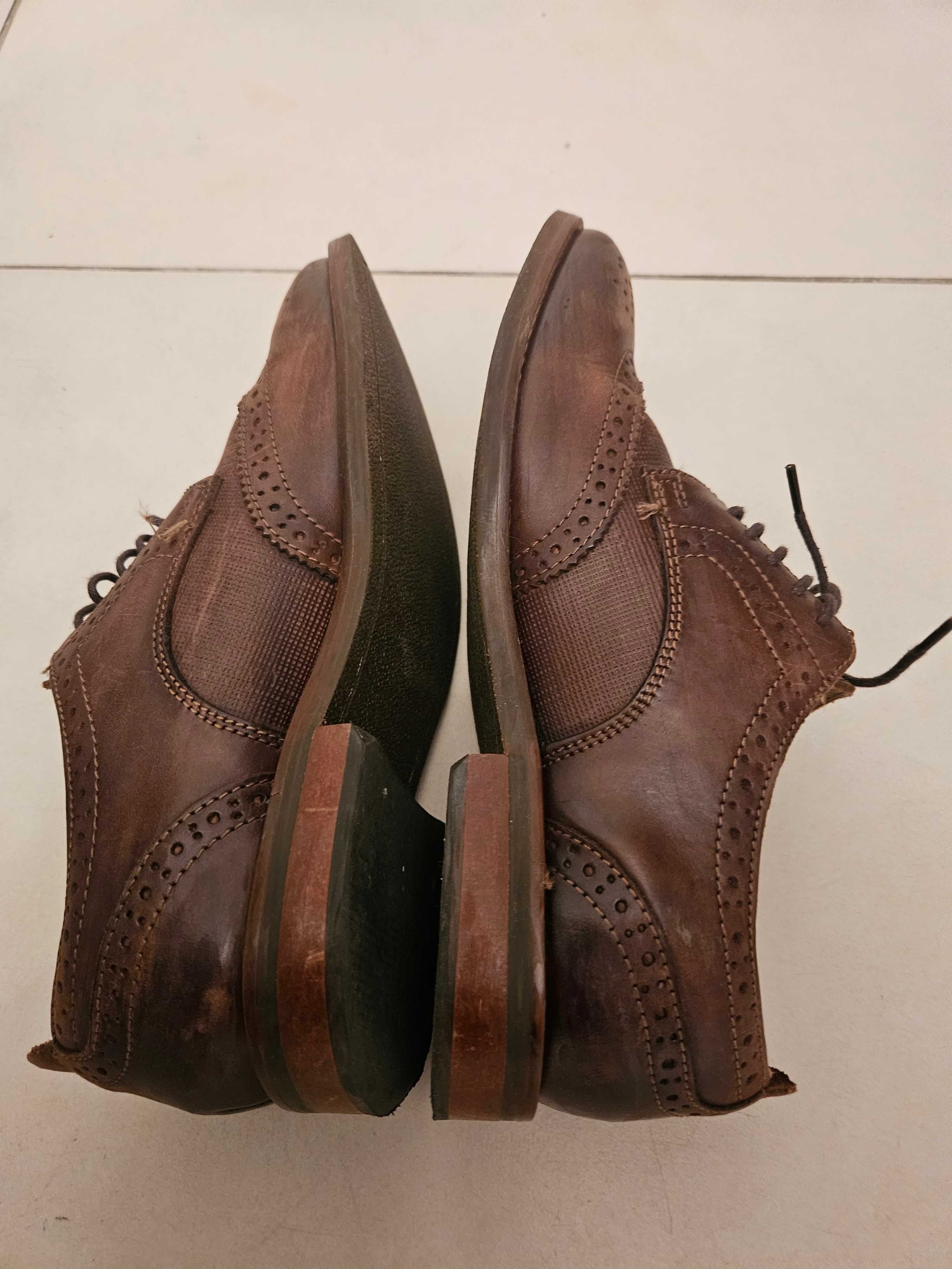 Eleganckie buty NEXT komunia, wesele r. 36/37 chłopięce brąz skóra