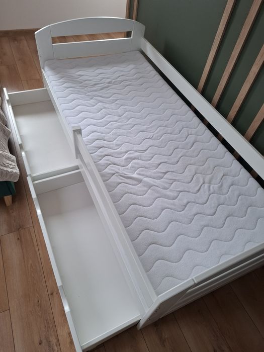 Łóżko dziecięce 90x200 cm białe z materacem