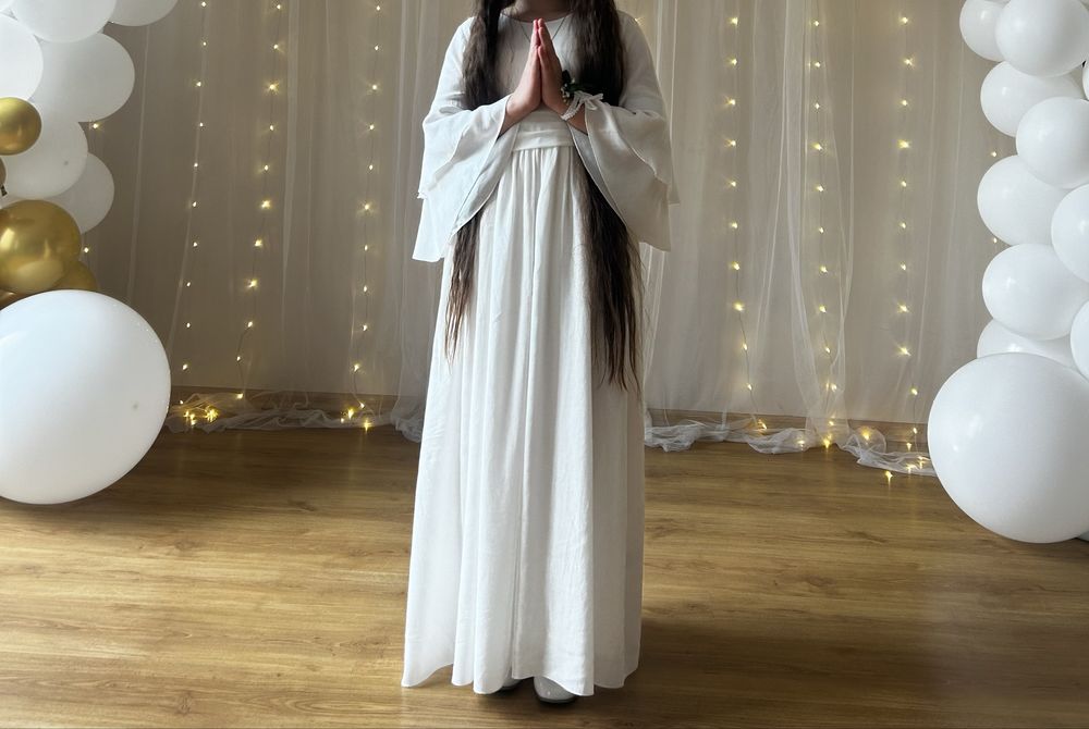 Sukienka komunijna, pelerynka, torebka