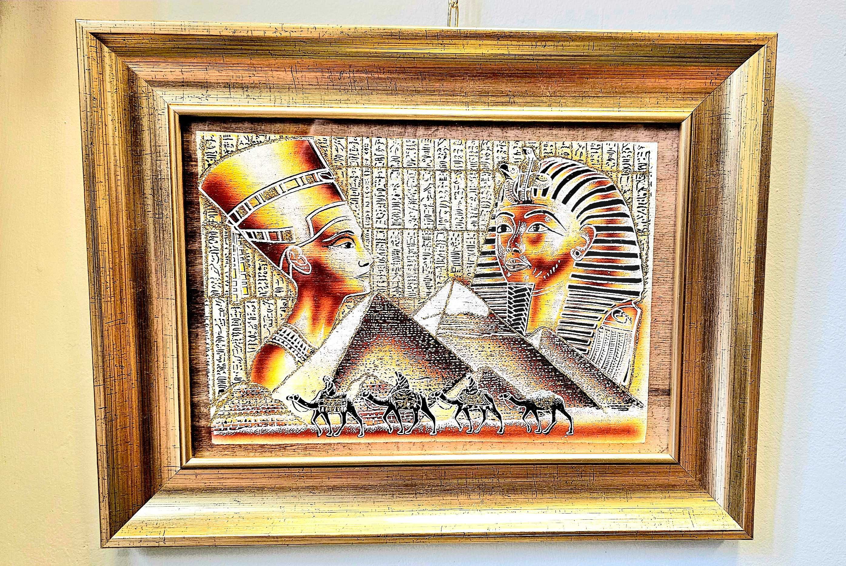 Obrazy z Egiptu (z certyfikatem) „Nifertiti”,  „Faraon”,  „Kleopatra”