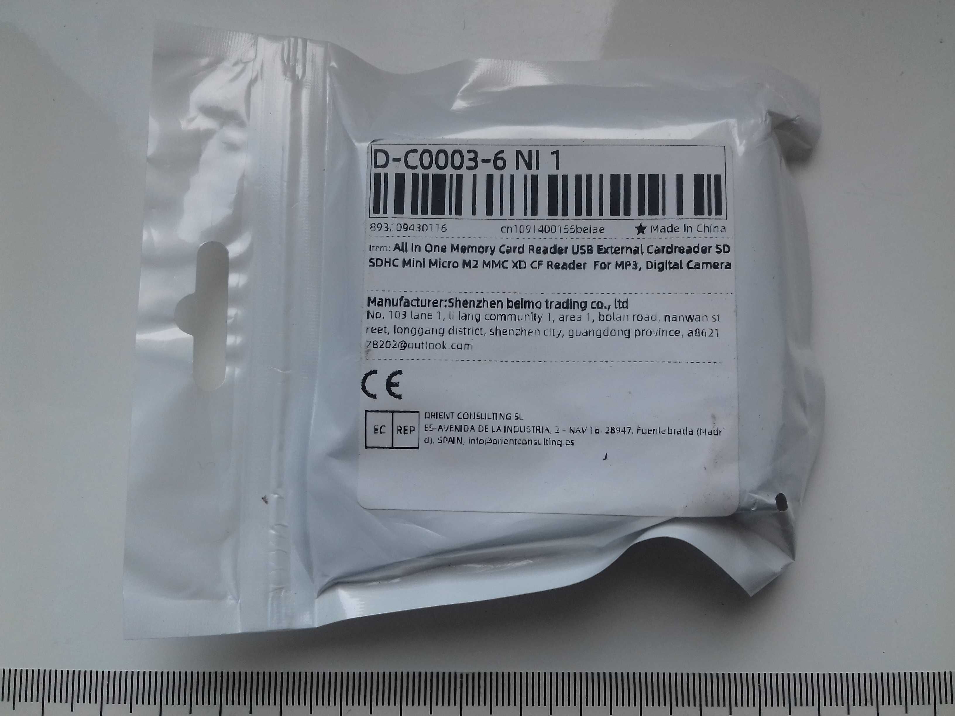 Czytnik 6w1, microSD, MMC, SD, XD, CF, MS Duo, M2, USB, NOWY czarny ma