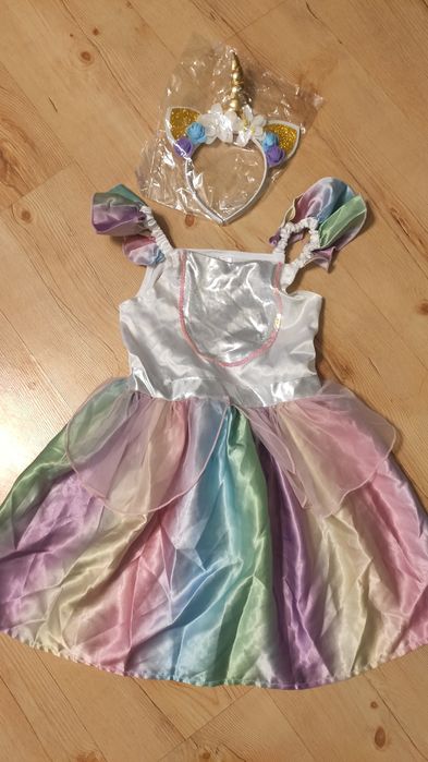 Jednorożec sukienka stroj karnawałowy bal przebranie 110 116