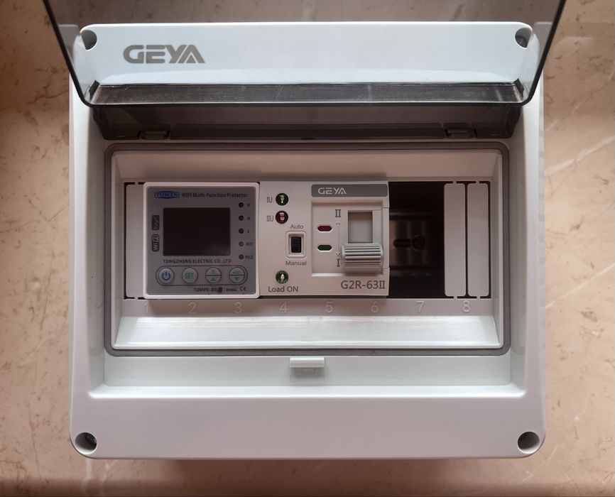 Комплект АВР. TOMZN 80A WIFI + GEYA G2R 2P 63А + Щиток на 8 автоматів