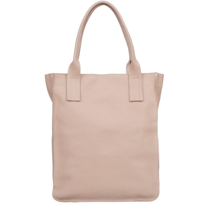 VERA PELLE torebka skórzana shopper duża z kieszeniami V516 j.zielona