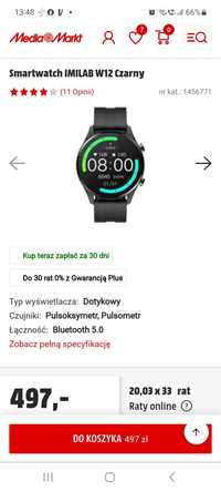 Smartwatch IMILAB W12 Czarny nowy