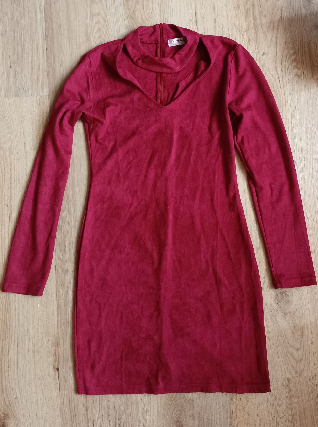 Вечернее бордовое платье с длинным рукавом р.L