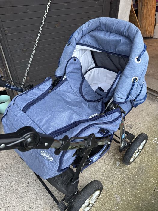 Wózek 3w1 niebieski BabyMerc