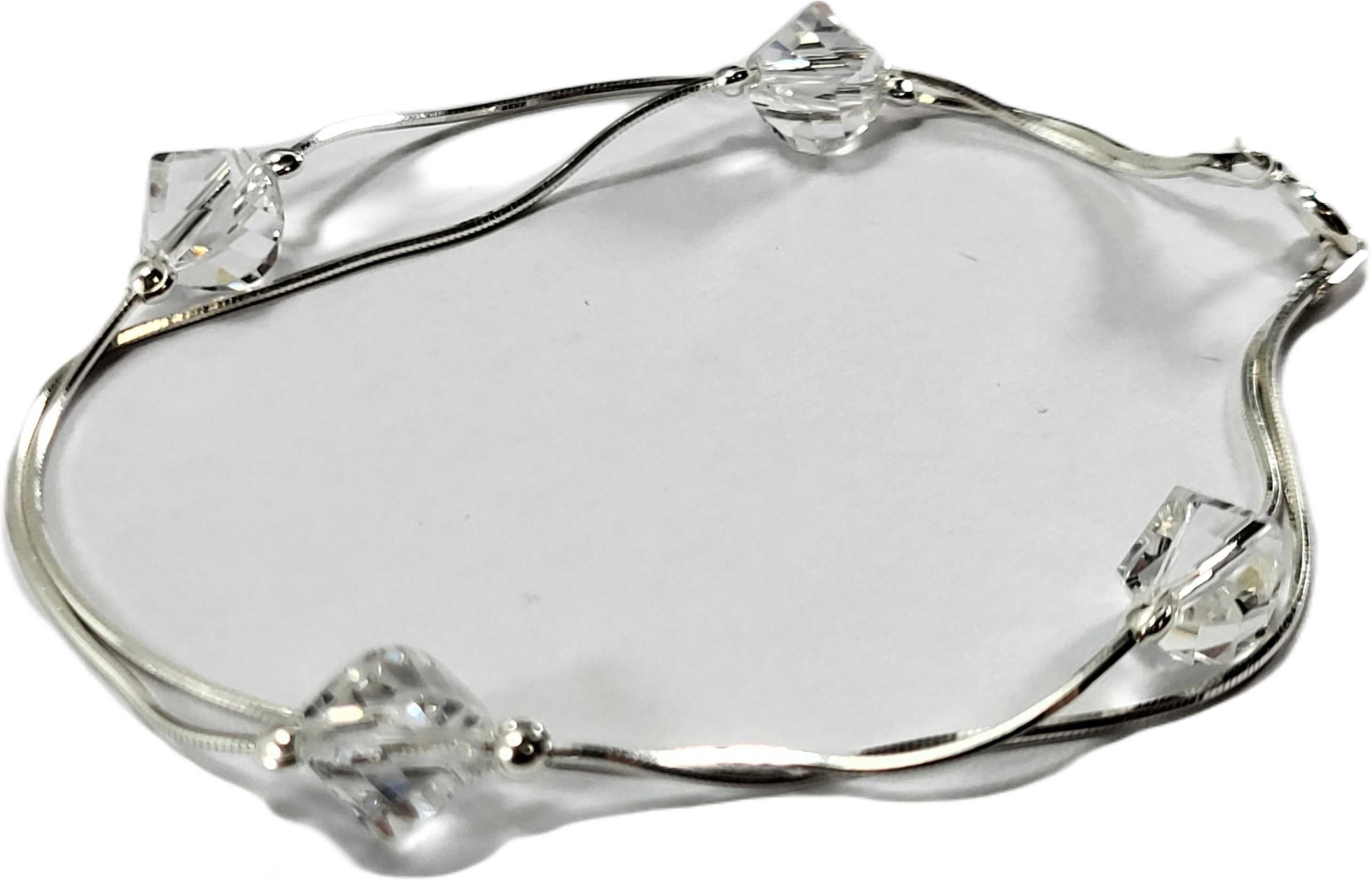 SDG124 srebrna bransoletka z kryształkami 925 19 cm