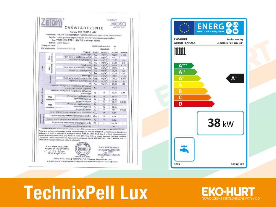 Kocioł TechnixPell Lux 38kW na pellet z certyfikatem ECODESIGN dotacja