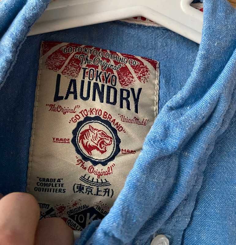 Męska niebieska koszula z krótkim rękawem Tokyo Laundry M/38