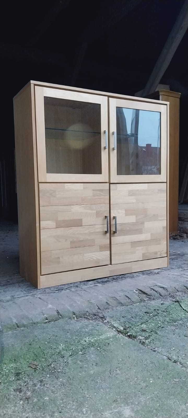 Komoda wysoka highboard  dębowa szafka