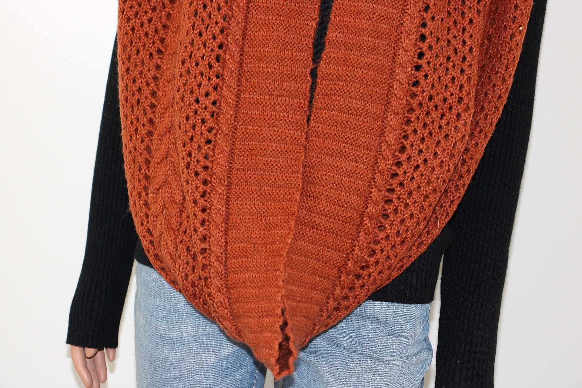 sx5 SIX Ciepły Stylowy Karmelowy Komin Szal 42x170