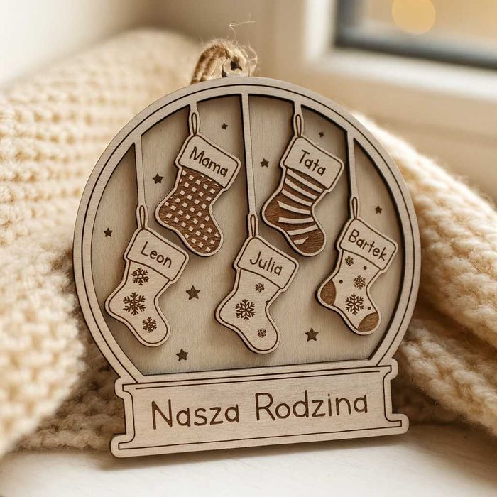 Drewniana personalizowana bombka z imieniem