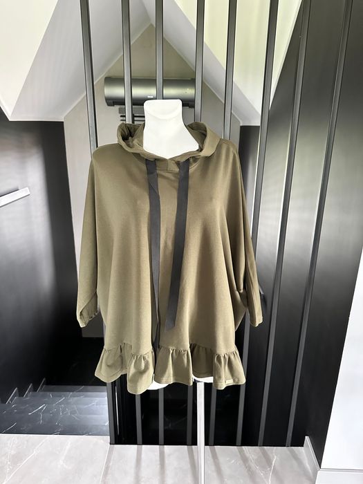 Oversize tunika bluza z kapturem Khaki Selfieroom
