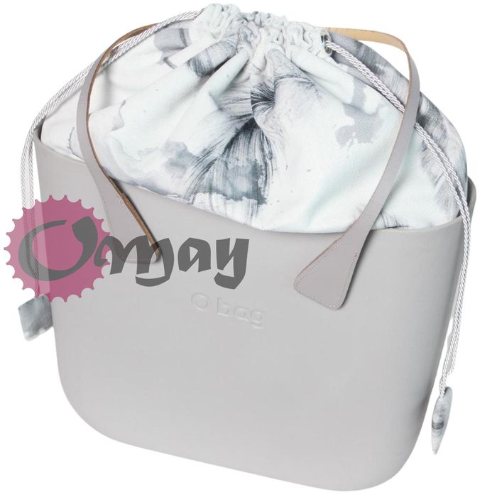 Szary organizer OBAG STANDARD worek welur pióra czarne 2kieszenie OMAY