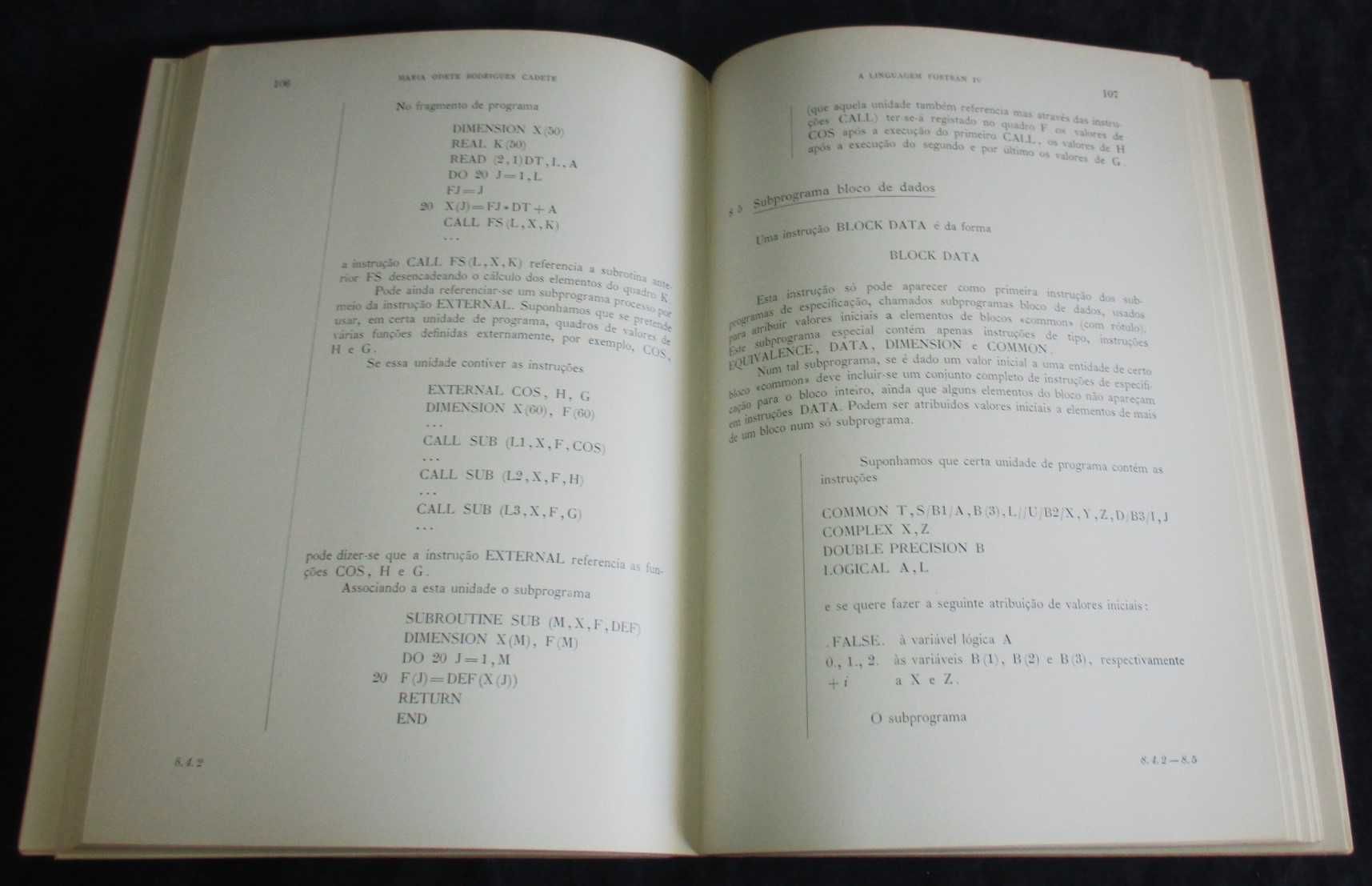 Livro A linguagem Fortran IV Maria Odete Rodrigues Cadete 1971