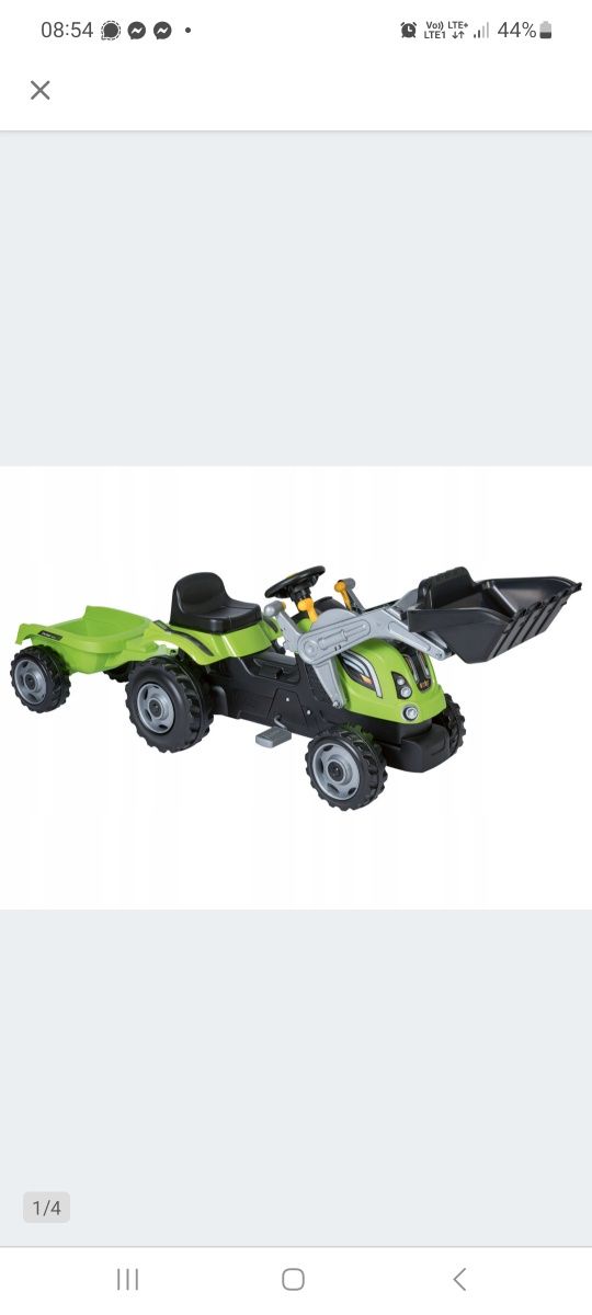 Nowy traktor na pedały z przyczepą i łycha farmer max snoby.