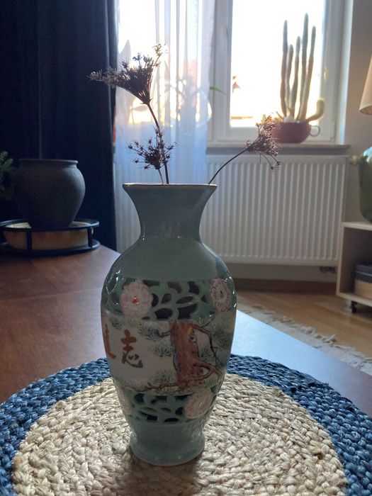 wazon, flakon, porcelana, zielony, miętowy