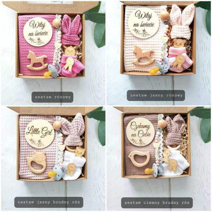 Prezent dla niemowlaka Gift Gift Box Baby wafel mietowy