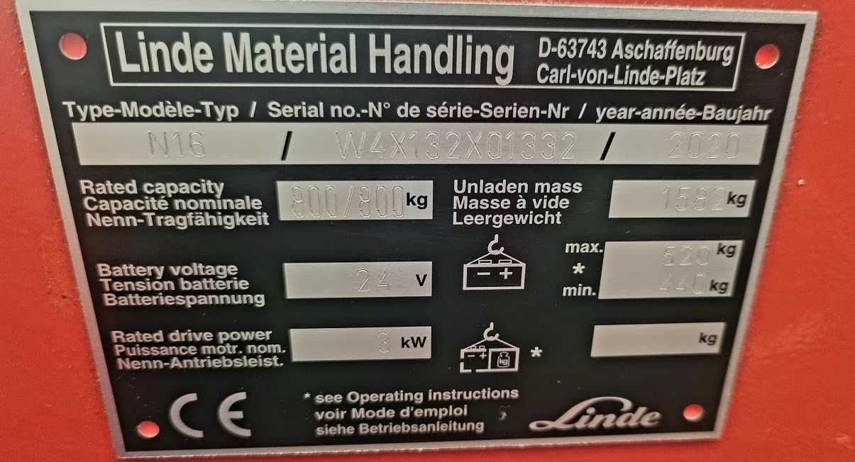 Wózek widłowy LINDE N16 NOWY logistic z portalem logistycznym 2 palety
