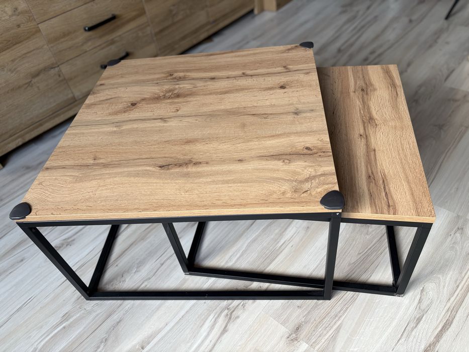 Sfolik kawowy drewniany stoliki komplet dab wotan