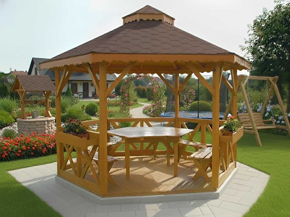 Altana 1 5m Sześciokątna Impregnowana +Podłoga Gont Meble Producent