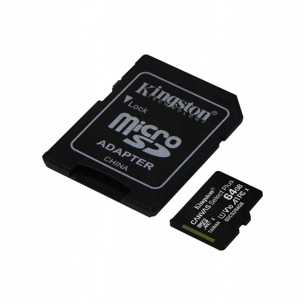 kingston karta pamięci microsd 64gb canvas select plus 100mb/s adapter