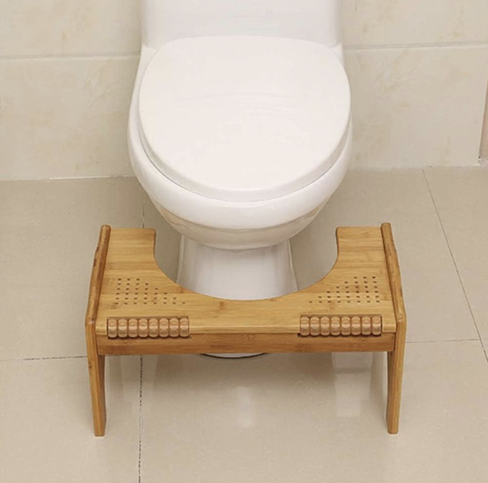 Drewniany taboret toaletowy bambusowy