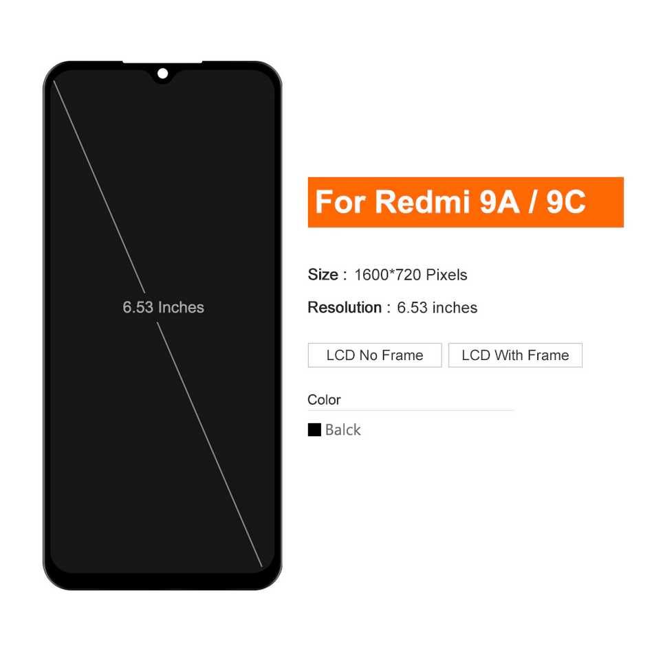Дисплей для Xiaomi Redmi 9A Redmi 9C Redmi 10A Poco C3 с тачскрином